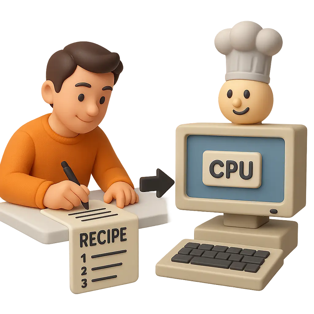 It's like writing recipes for the computer